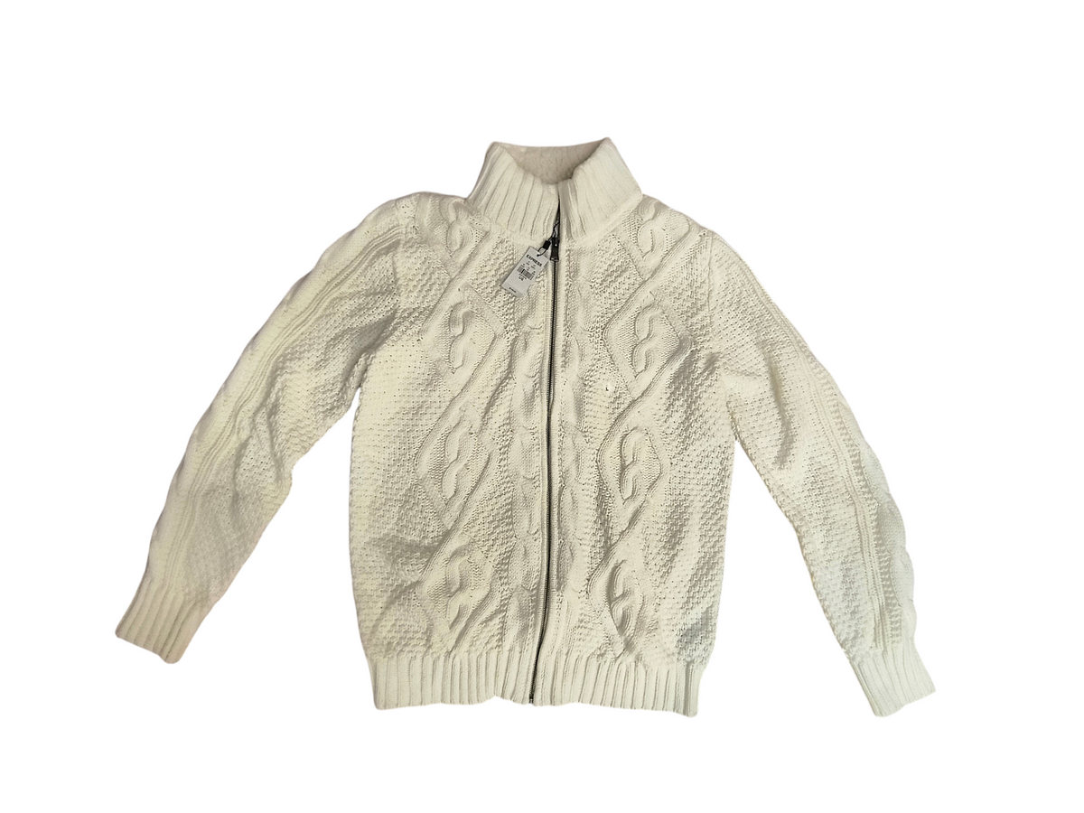 Express Cream Sherpa Lined Full Zip Cable Knit Sweater Jacket - Men's Large (NWT)