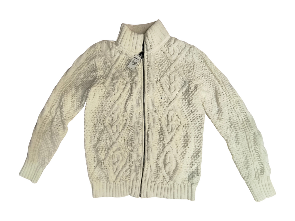Express Cream Sherpa Lined Full Zip Cable Knit Sweater Jacket - Men's Large (NWT)
