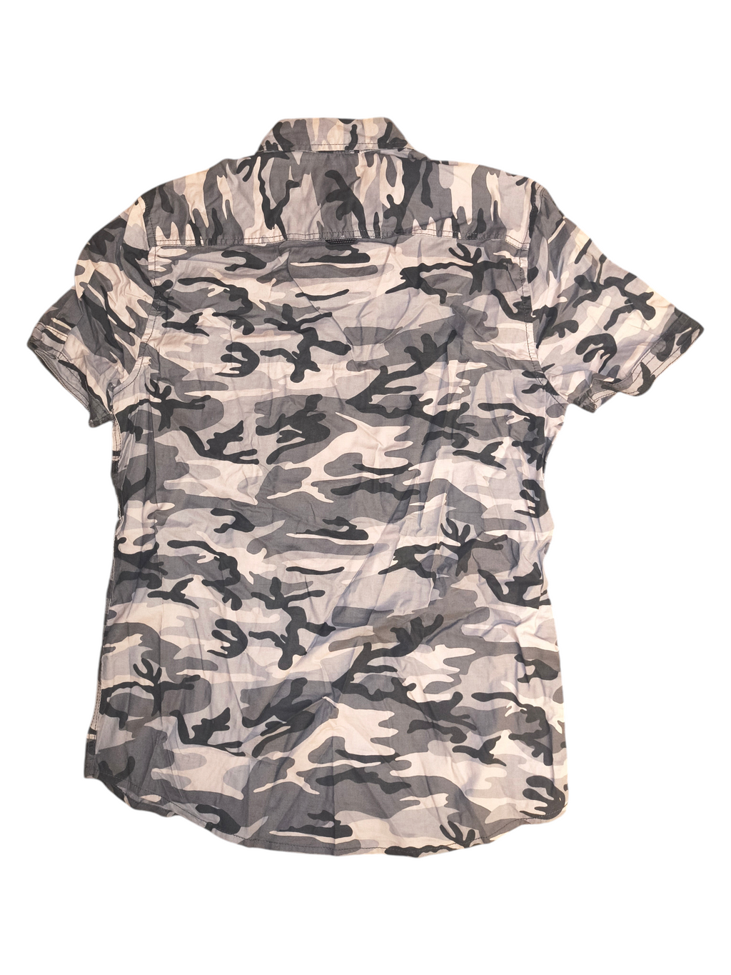 Route 66 Grey Camo Short-Sleeve Button-Down Utility Shirt - Men's M