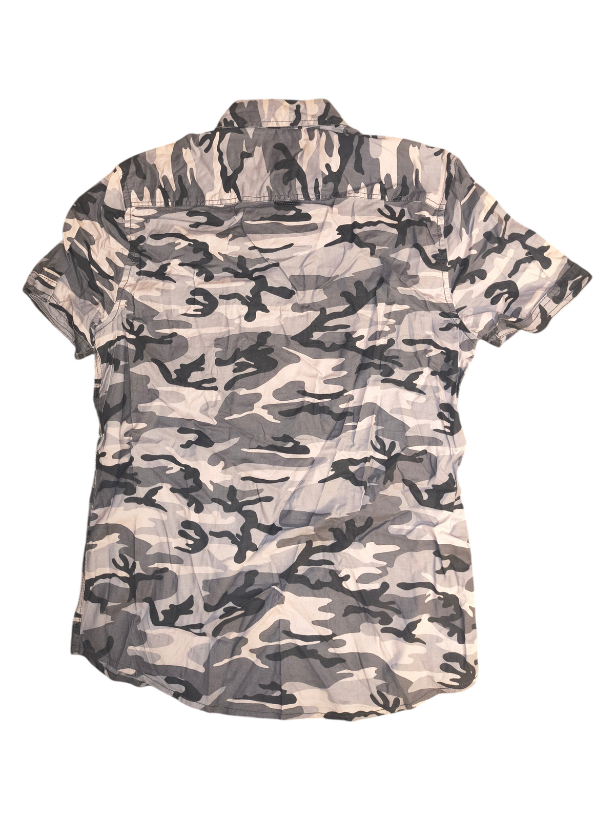 Route 66 Grey Camo Short-Sleeve Button-Down Utility Shirt - Men's M