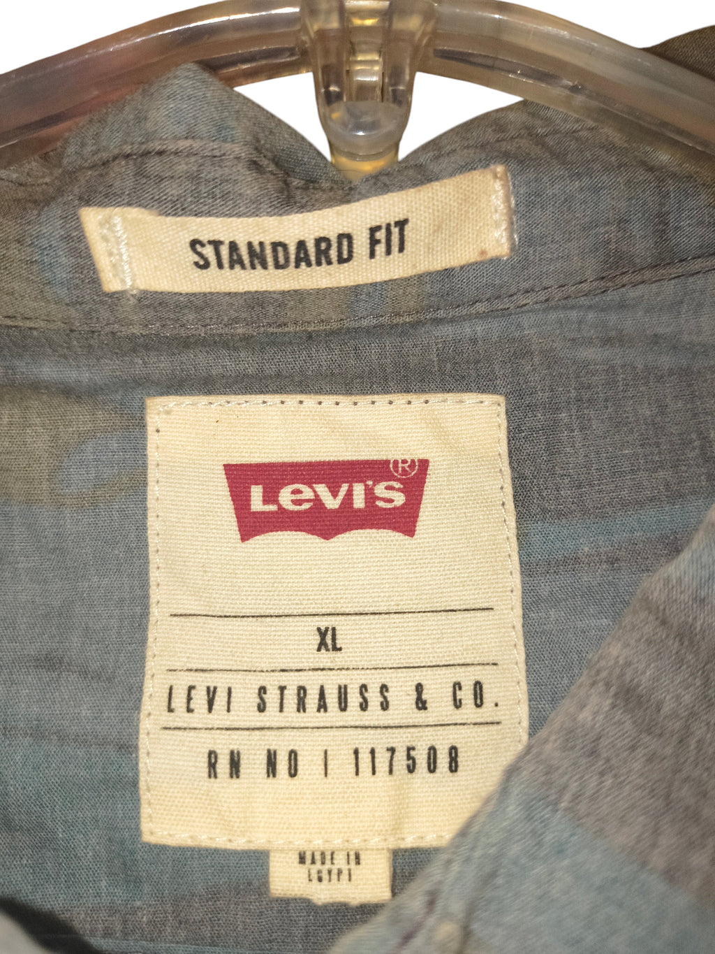 Levi's Standard Fit Blue Camo Print Long-Sleeve Button-Down Shirt - Men's XL