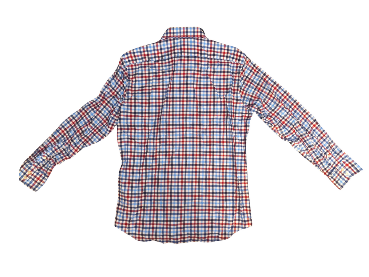 Banana Republic Non-Iron Slim Fit Plaid Shirt - Blue/Red/White Men's Size L