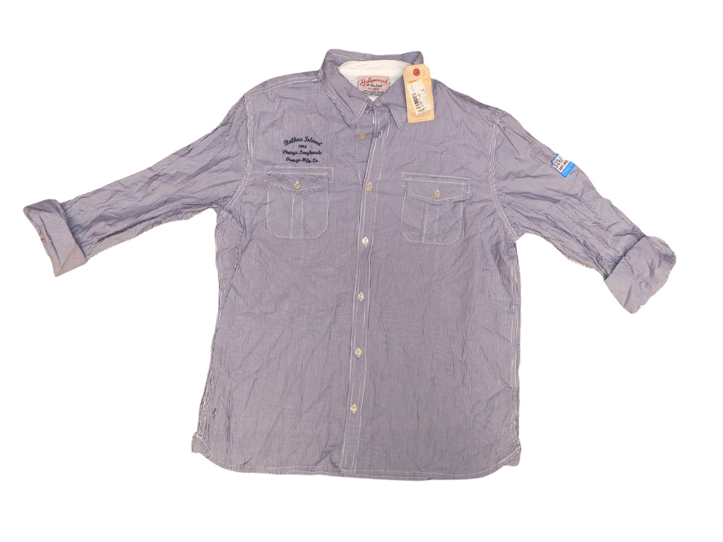 NWT Hollywood The Jean People Pinstripe Work Shirt - Balboa Island Surf & Turf Men's XL