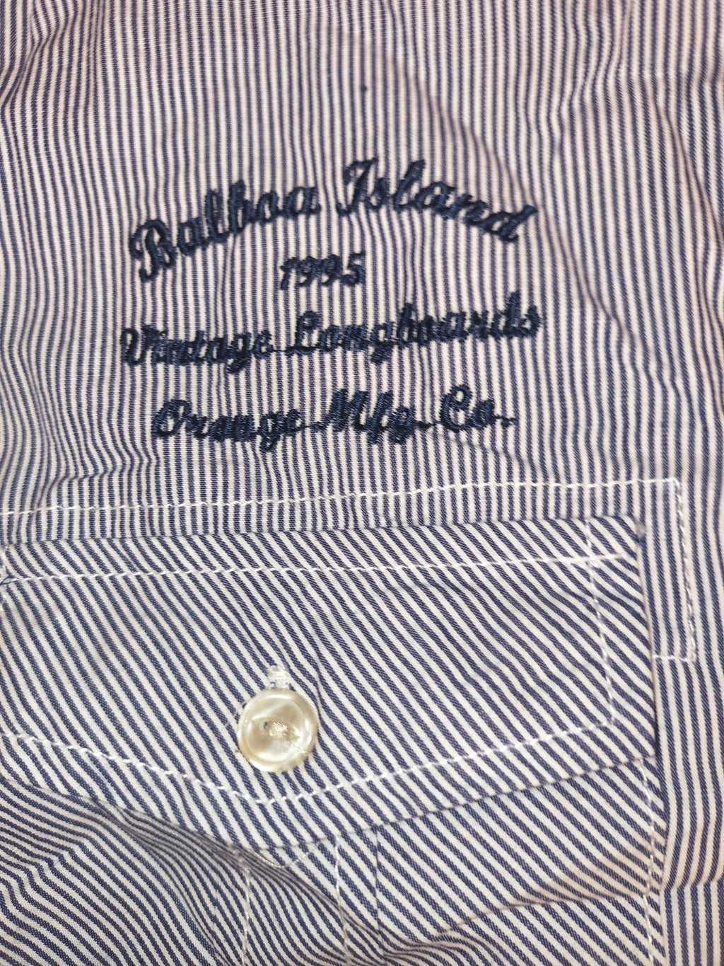 NWT Hollywood The Jean People Pinstripe Work Shirt - Balboa Island Surf & Turf Men's XL