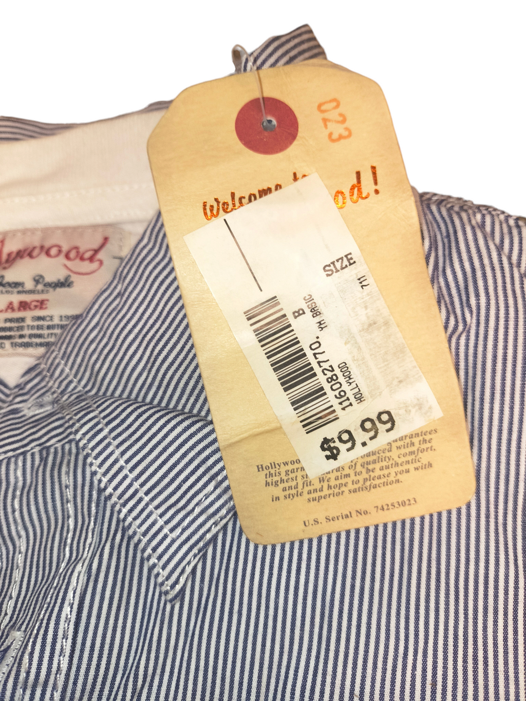 NWT Hollywood The Jean People Pinstripe Work Shirt - Balboa Island Surf & Turf Men's XL