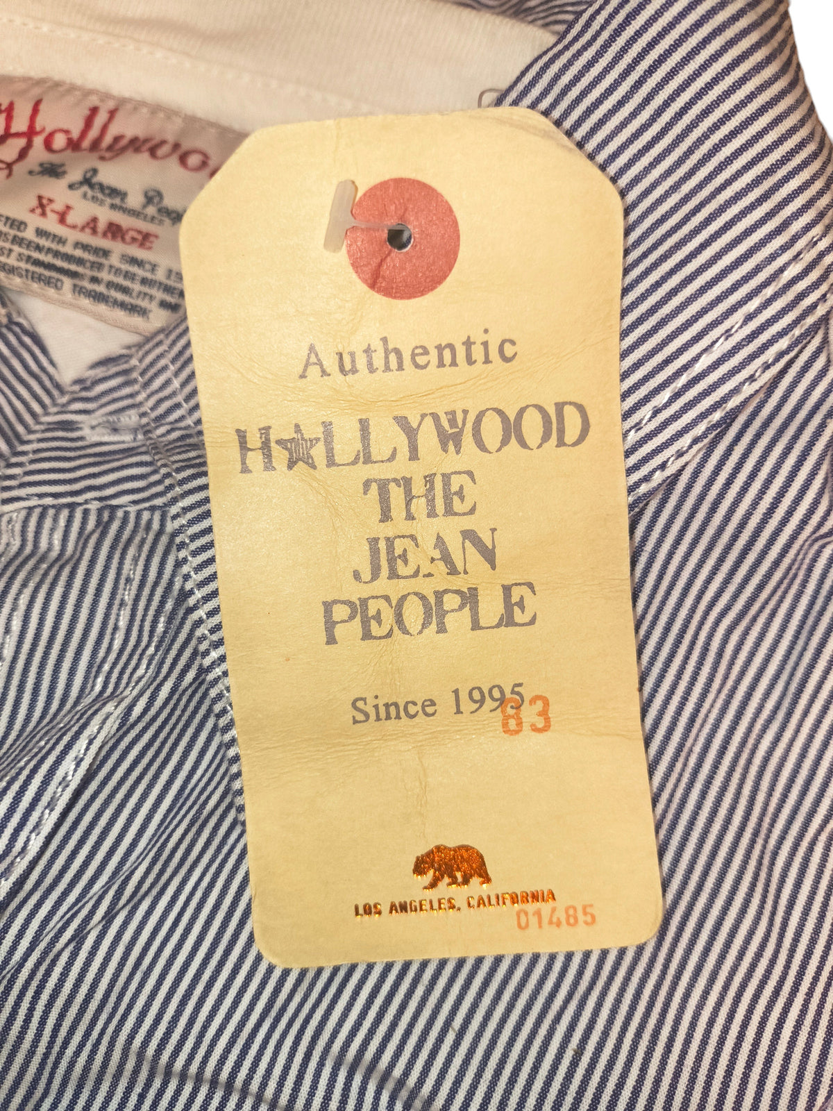 NWT Hollywood The Jean People Pinstripe Work Shirt - Balboa Island Surf & Turf Men's XL
