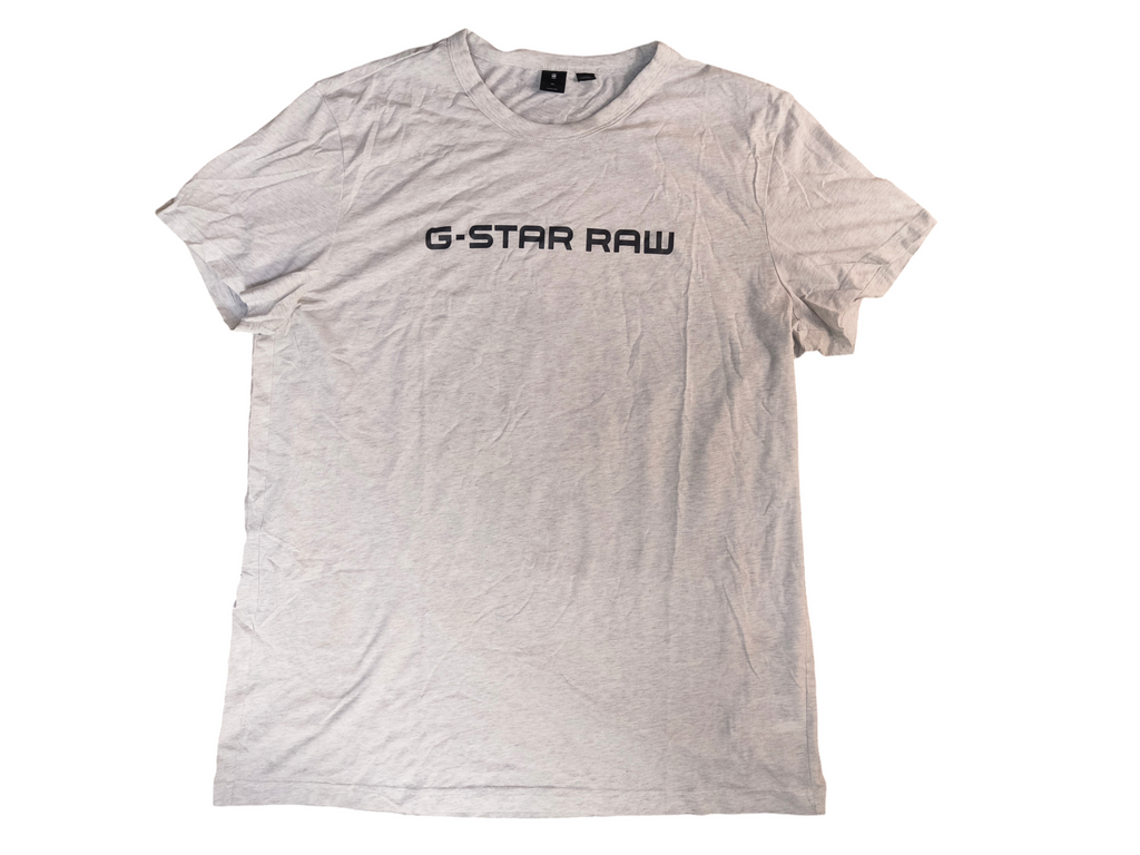 G-Star Raw Center Logo Short Sleeve T-Shirt - Light Heather Grey Men's Size XXL (VGUC)