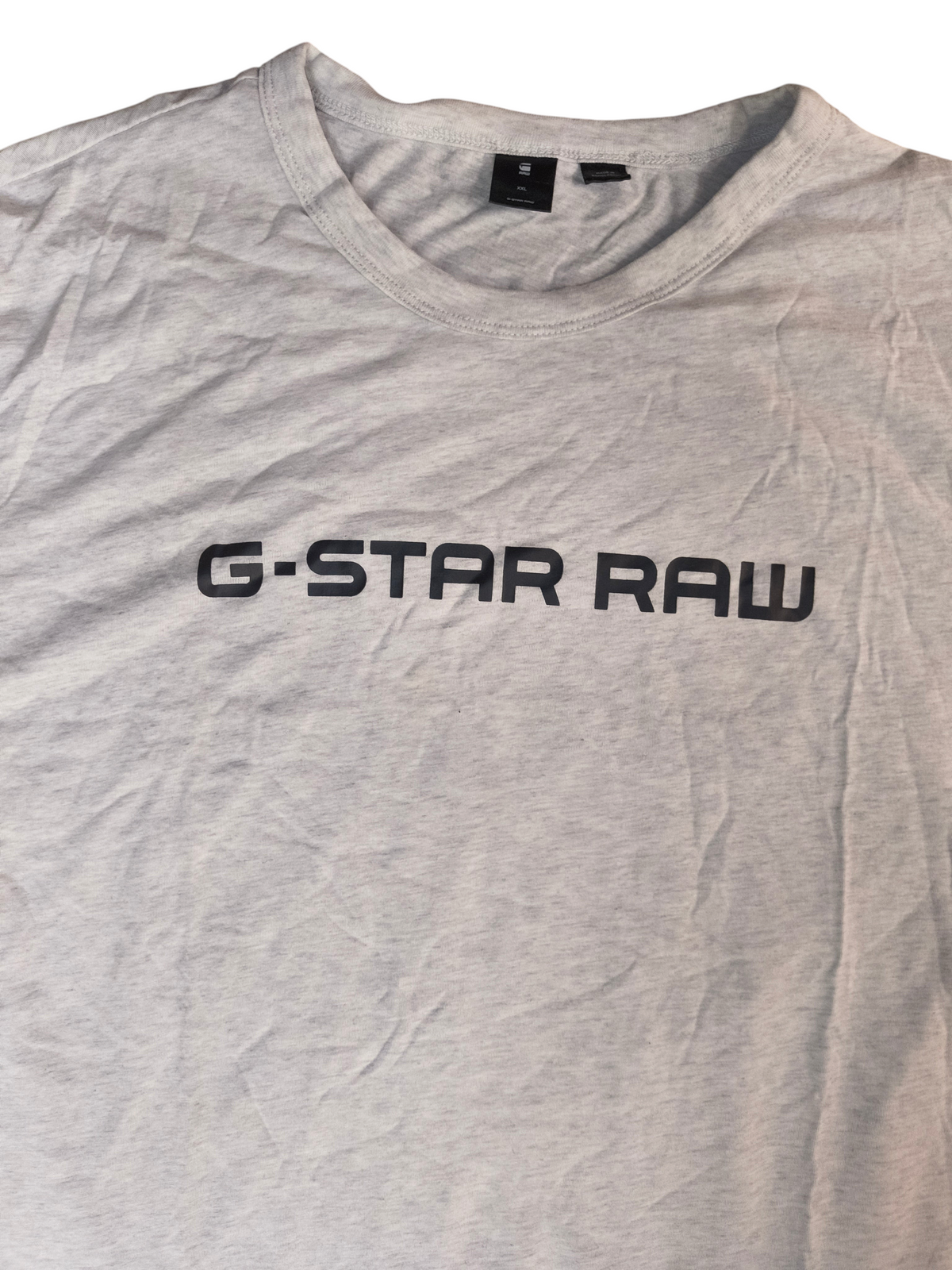 G-Star Raw Center Logo Short Sleeve T-Shirt - Light Heather Grey Men's Size XXL (VGUC)