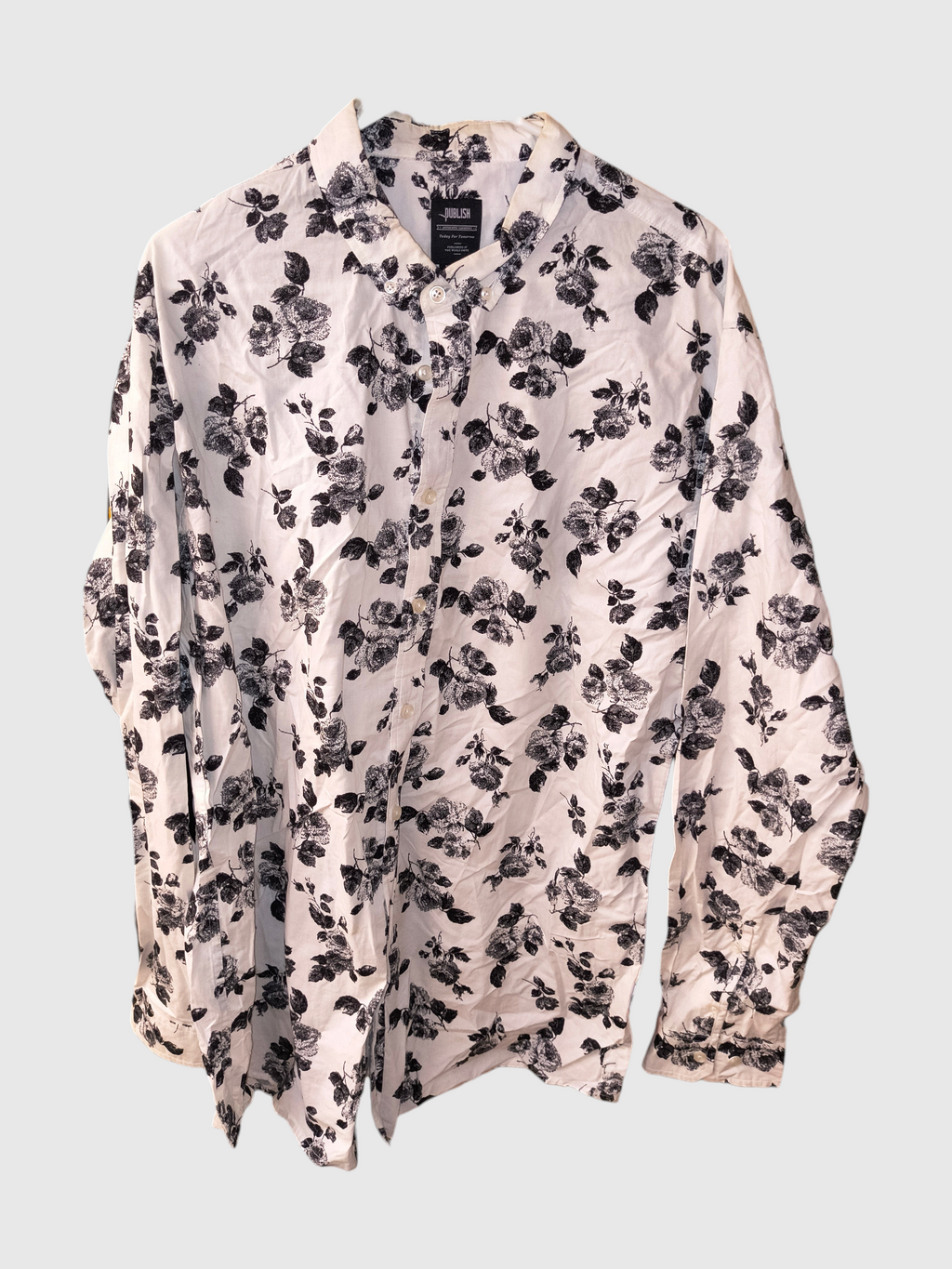 Publish Brand Monochrome Floral Long Sleeve Button Down Shirt - Men's Size XL (VGUC)
