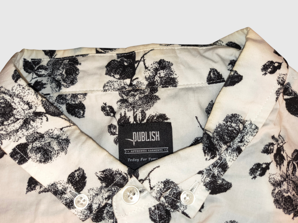 Publish Brand Monochrome Floral Long Sleeve Button Down Shirt - Men's Size XL (VGUC)