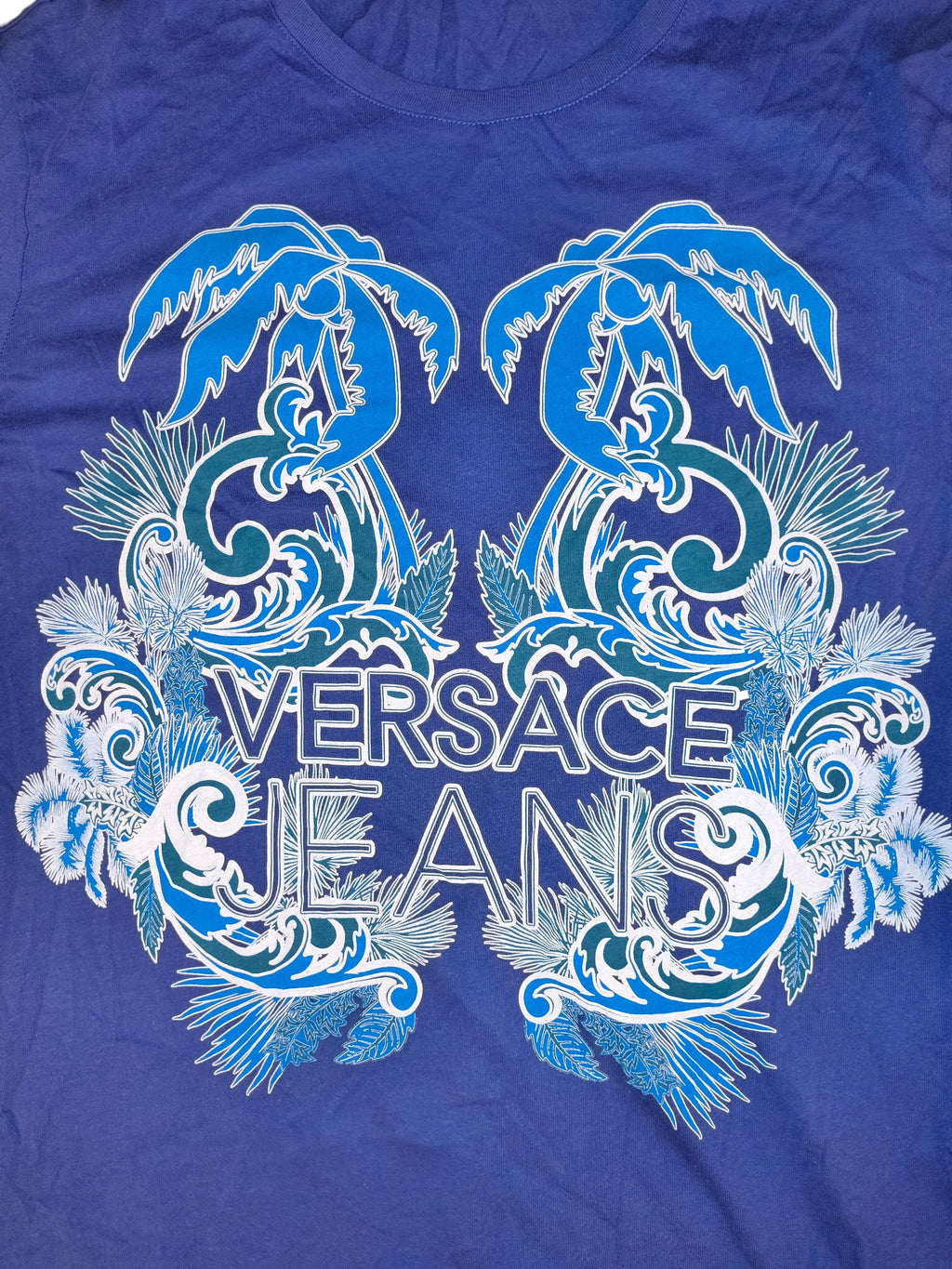 Versace Jeans Royal Blue Palm Tree Baroque Graphic T-Shirt XXL