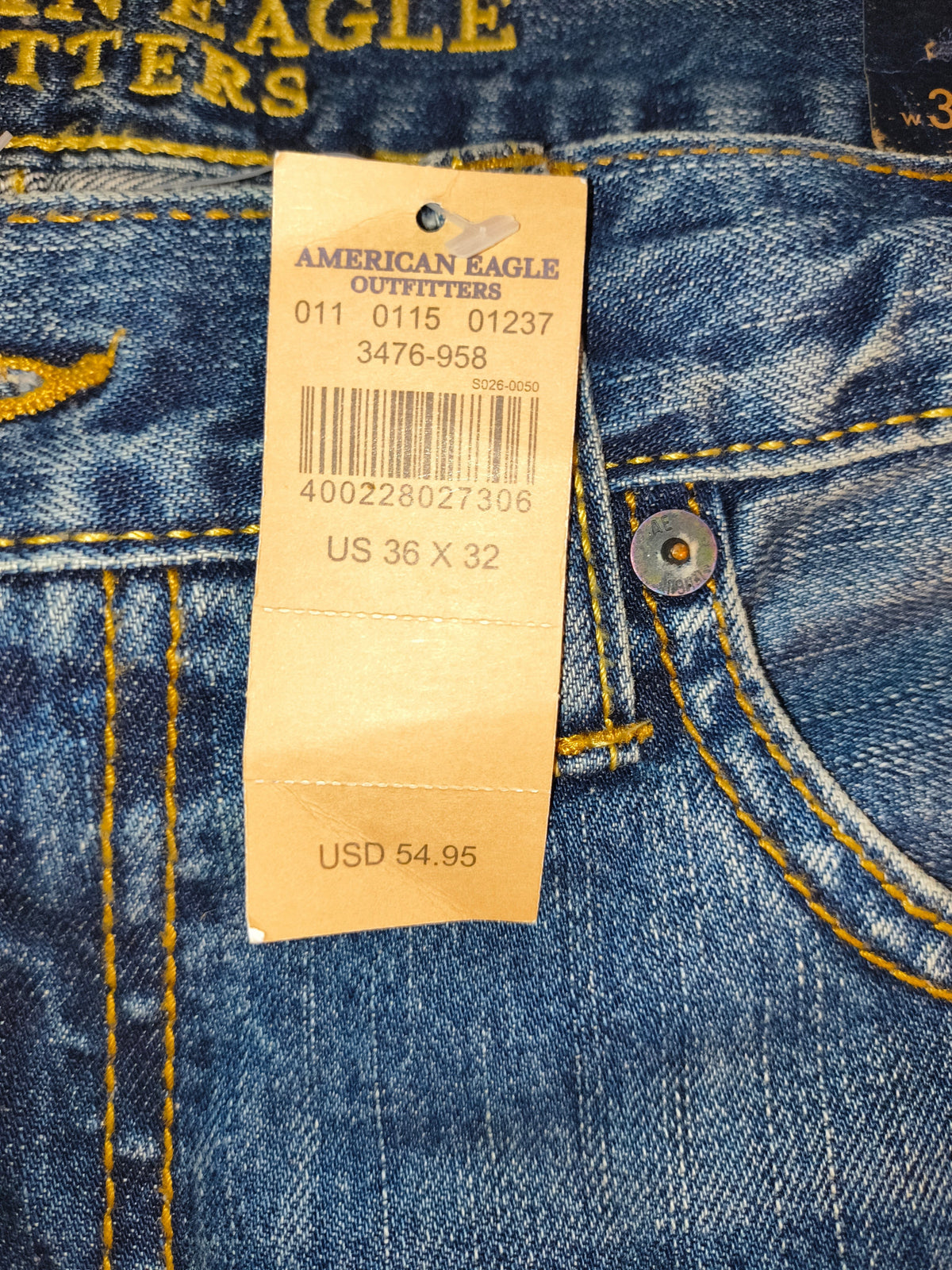 American Eagle Original Boot Men's Distressed Bootcut Jeans NWT 36x32