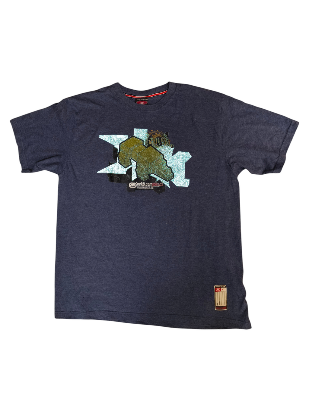 Vintage Y2K Ecko Complex Mindquarters Media Lab Graphic T-Shirt Navy XL
