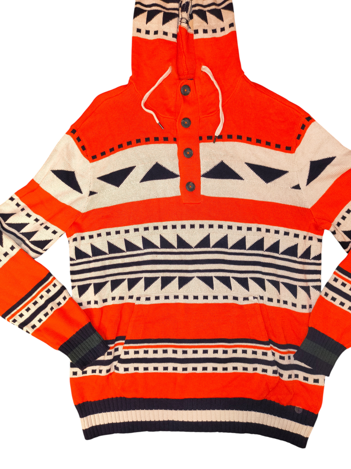 American Eagle NWT Men's Southwestern Geometric Baja Hoodie Knit Sweater - Large
