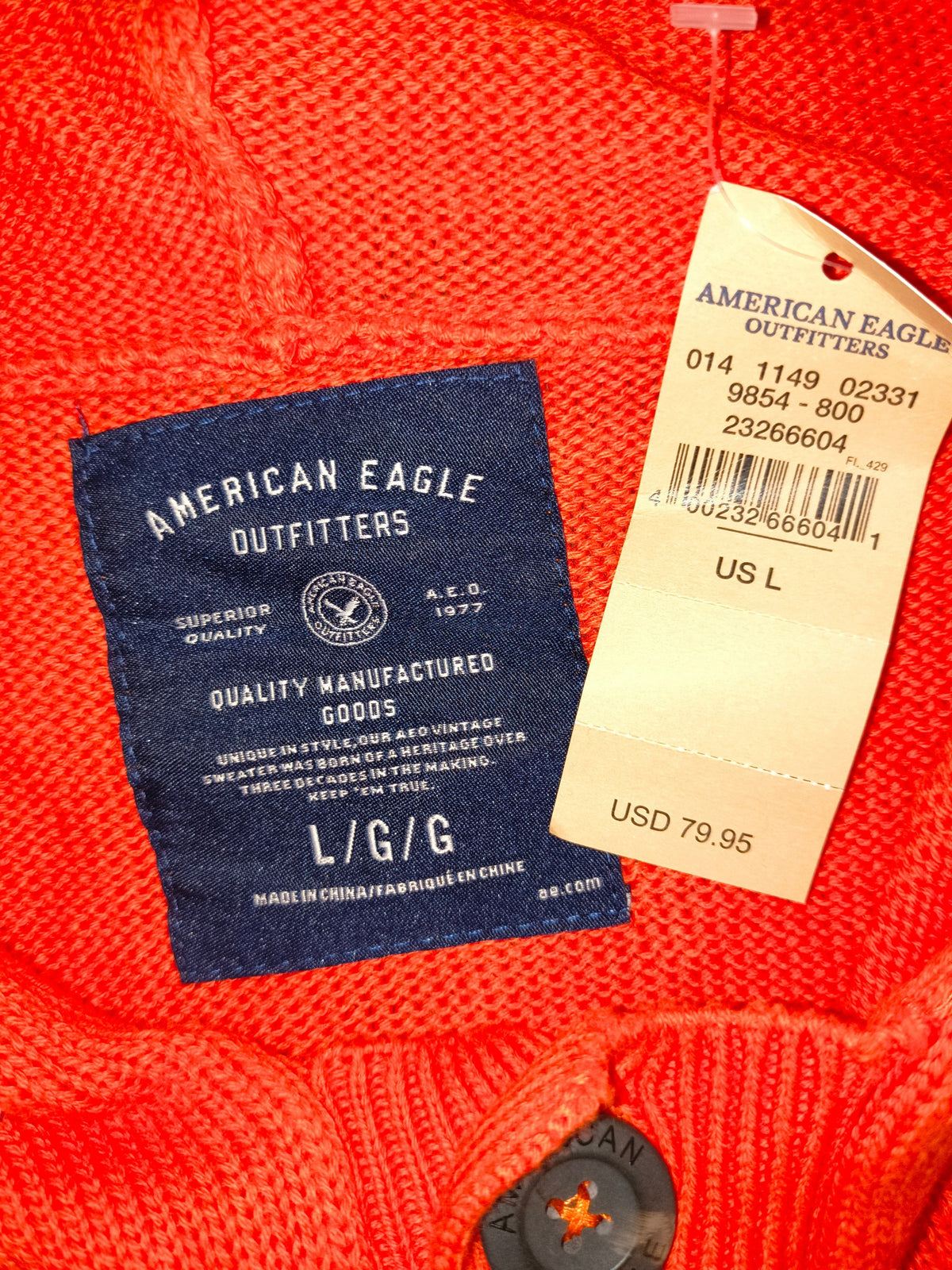 American Eagle NWT Men's Southwestern Geometric Baja Hoodie Knit Sweater - Large