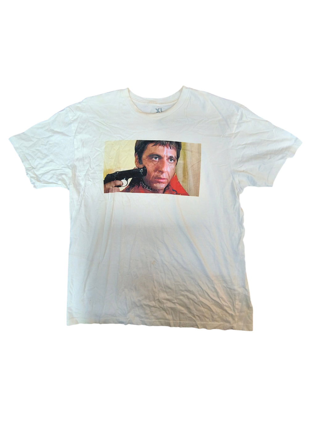 Scarface Tony Montana Movie Scene Graphic T-Shirt White Men's XL As-Is