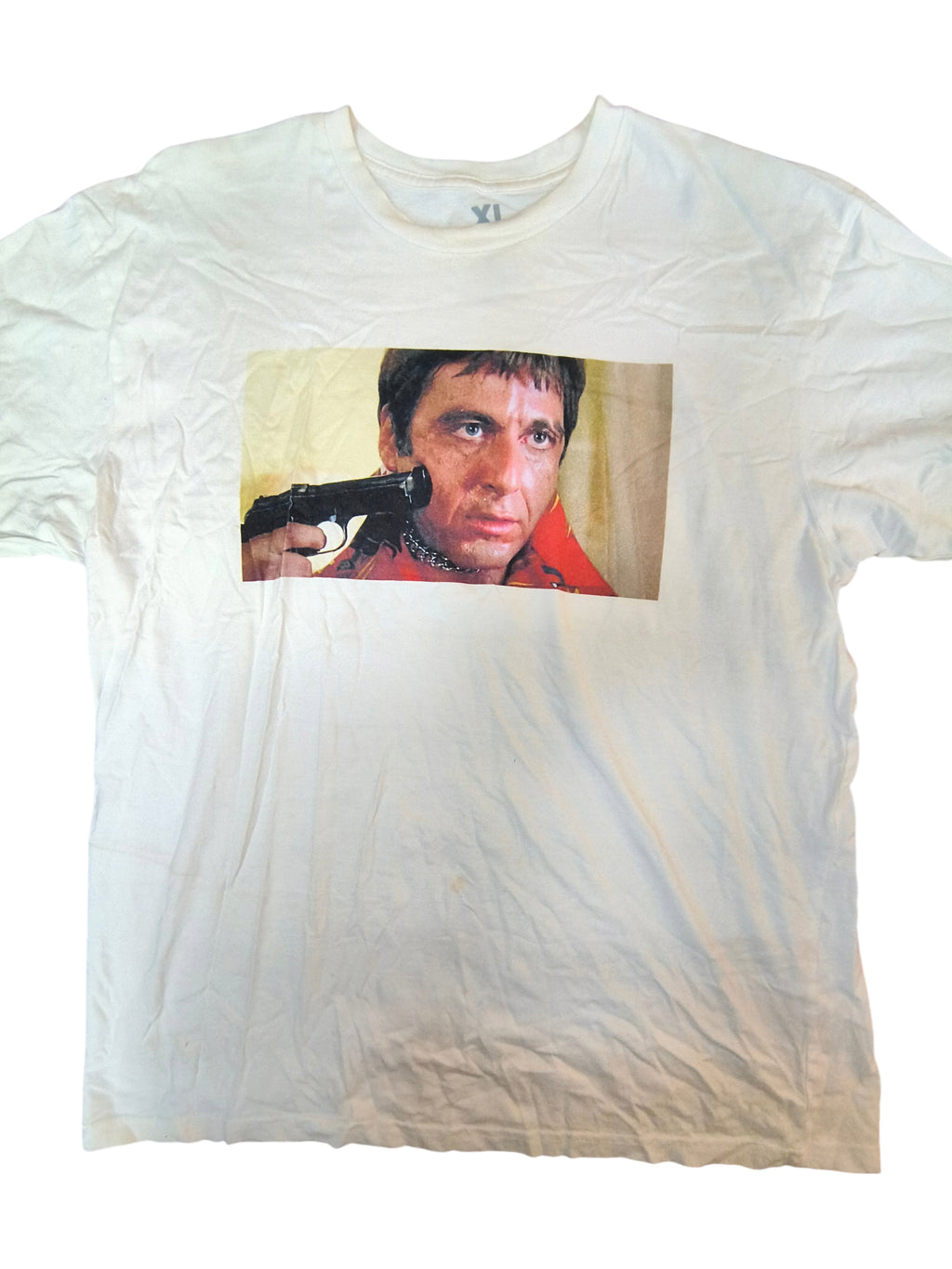 Scarface Tony Montana Movie Scene Graphic T-Shirt White Men's XL As-Is