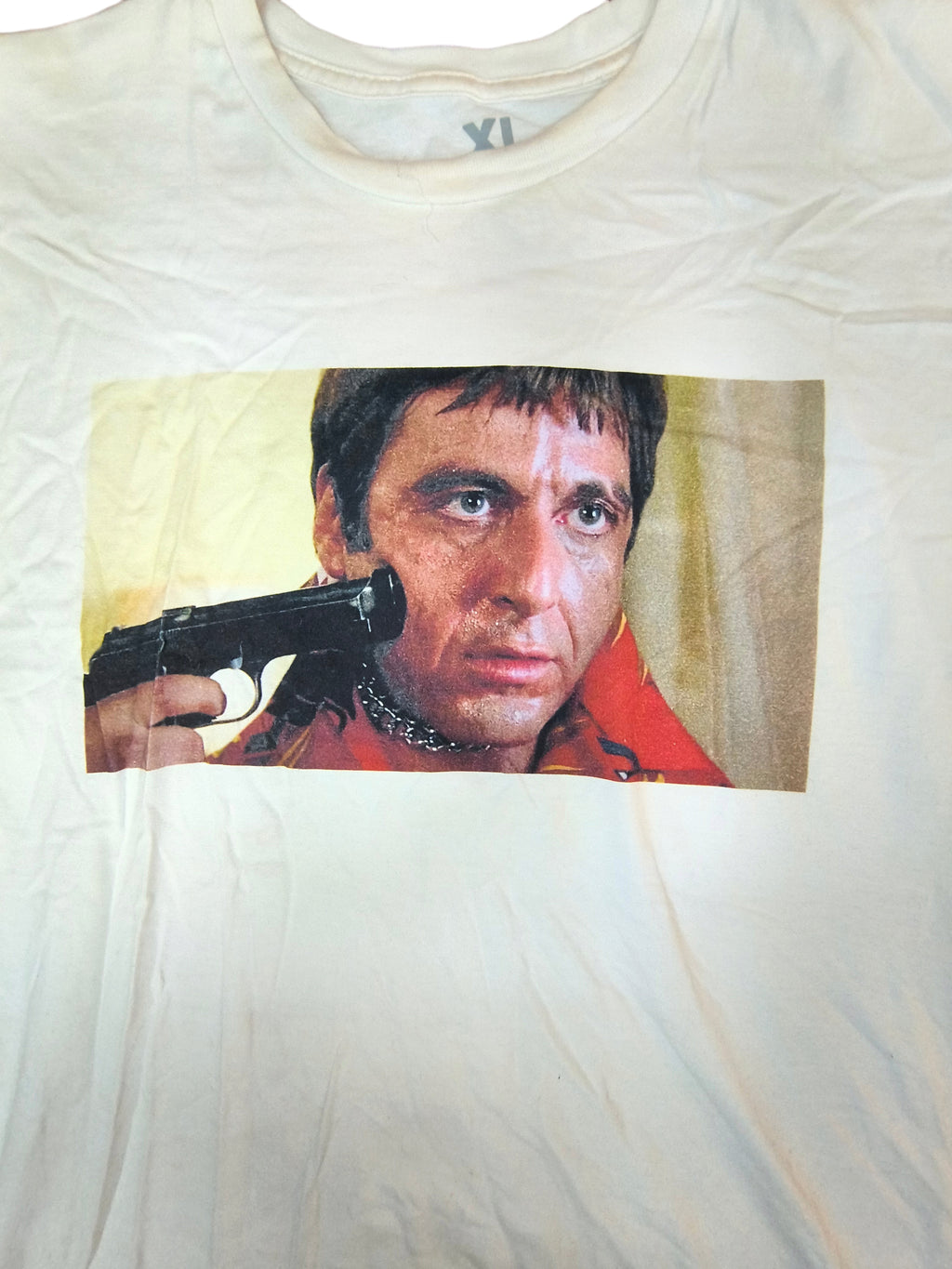 Scarface Tony Montana Movie Scene Graphic T-Shirt White Men's XL As-Is
