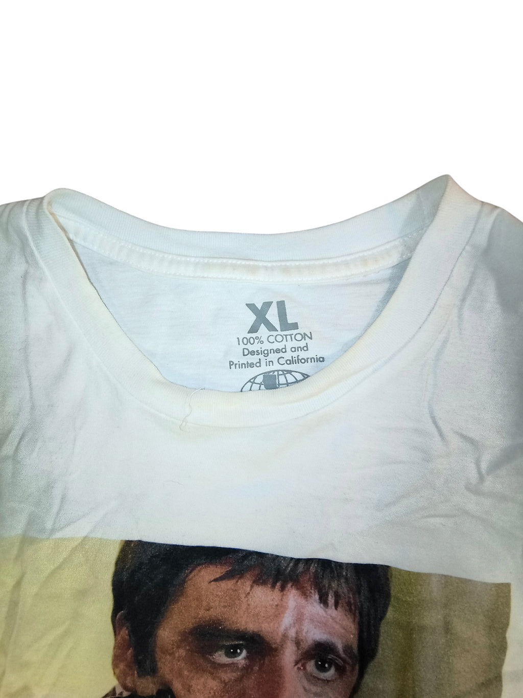 Scarface Tony Montana Movie Scene Graphic T-Shirt White Men's XL As-Is