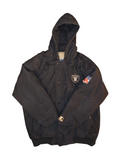 Vintage 90s Starter NFL Oakland Raiders Hooded Puffer Parka Jacket Black Men's Large
