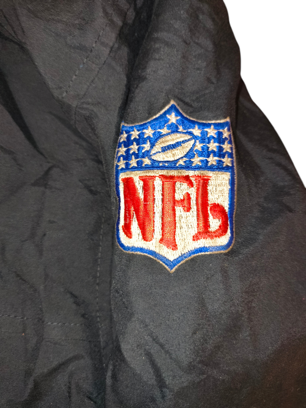 Vintage 90s Starter NFL Oakland Raiders Hooded Puffer Parka Jacket Black Men's Large