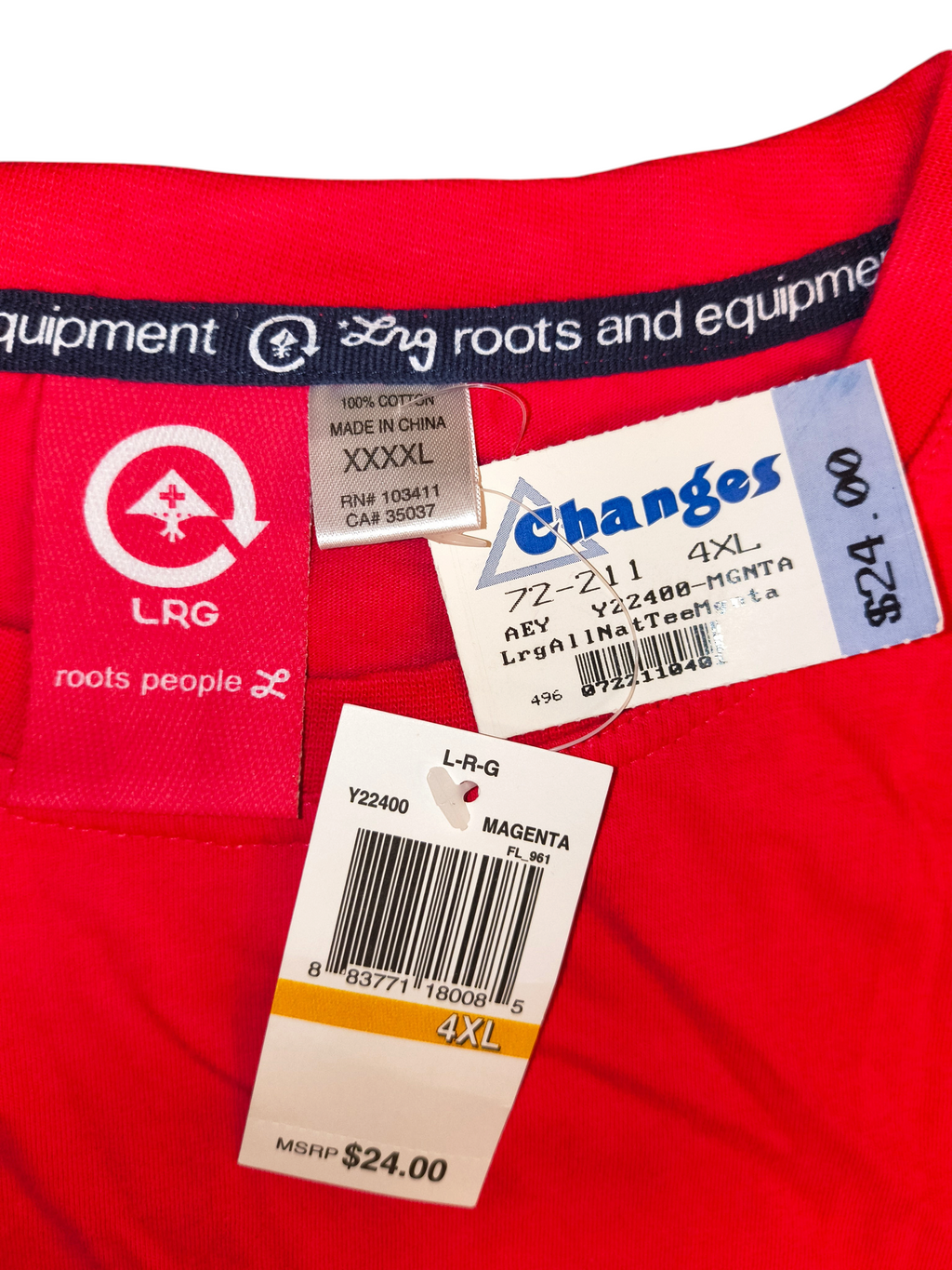 Vintage LRG 147% All Natural Tree Graphic Tee Magenta Pink Deadstock NWT 4XL