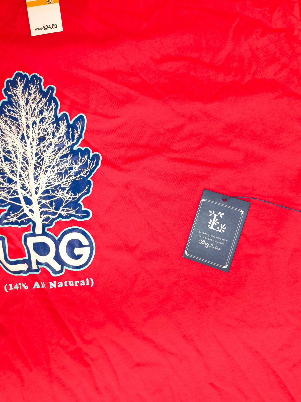 Vintage LRG 147% All Natural Tree Graphic Tee Magenta Pink Deadstock NWT 4XL