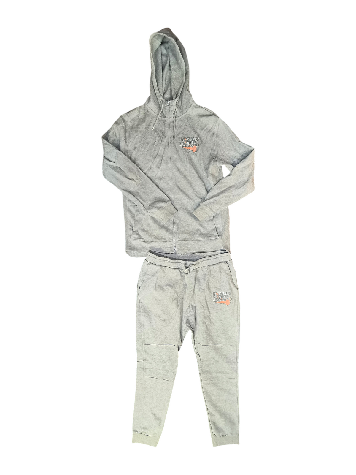 DIST Streetwear Jordan 4 Sneaker Graphic Full-Zip Sweatsuit Trackset Gray Men's XL