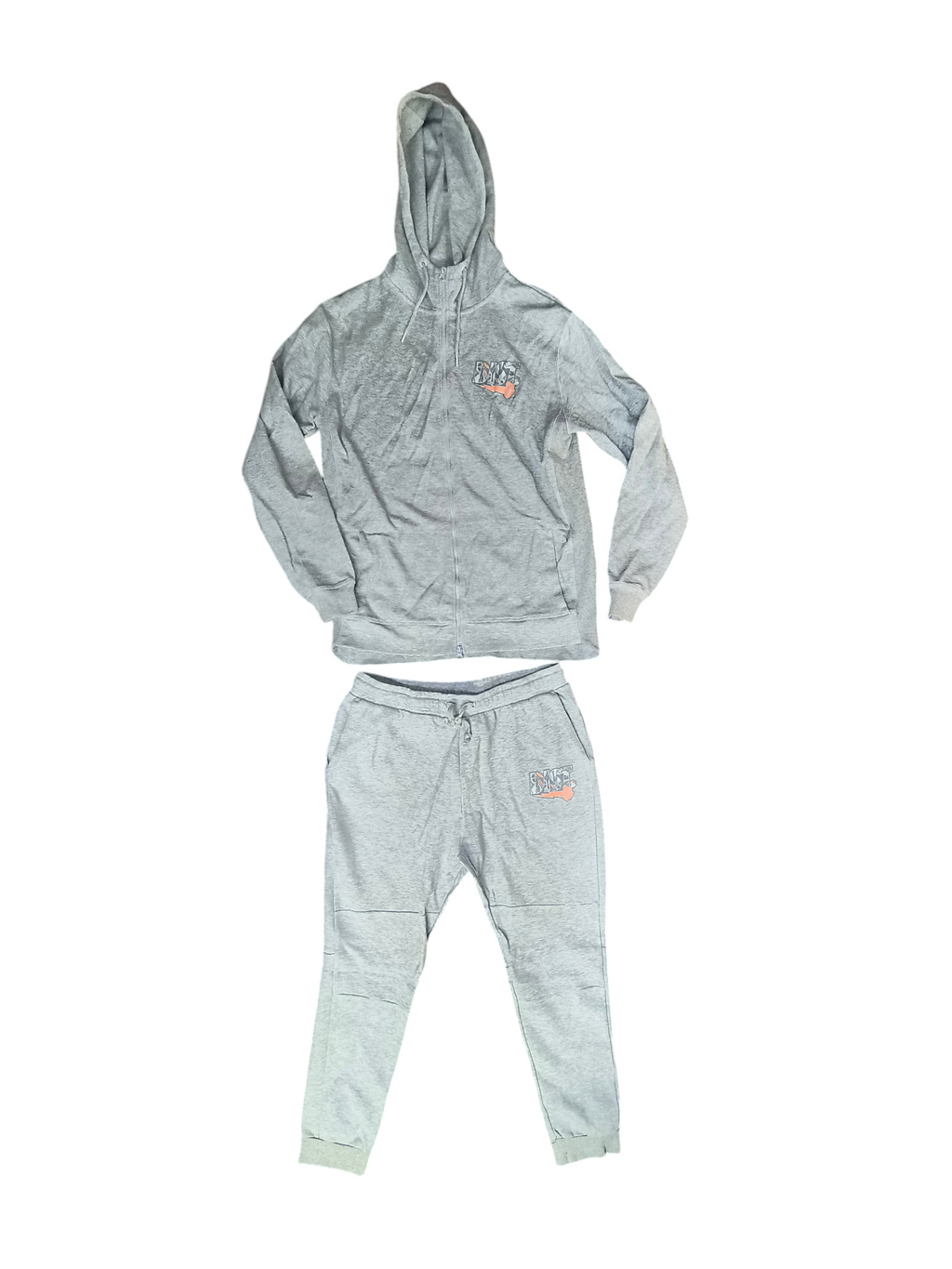 DIST Streetwear Jordan 4 Sneaker Graphic Full-Zip Sweatsuit Trackset Gray Men's XL