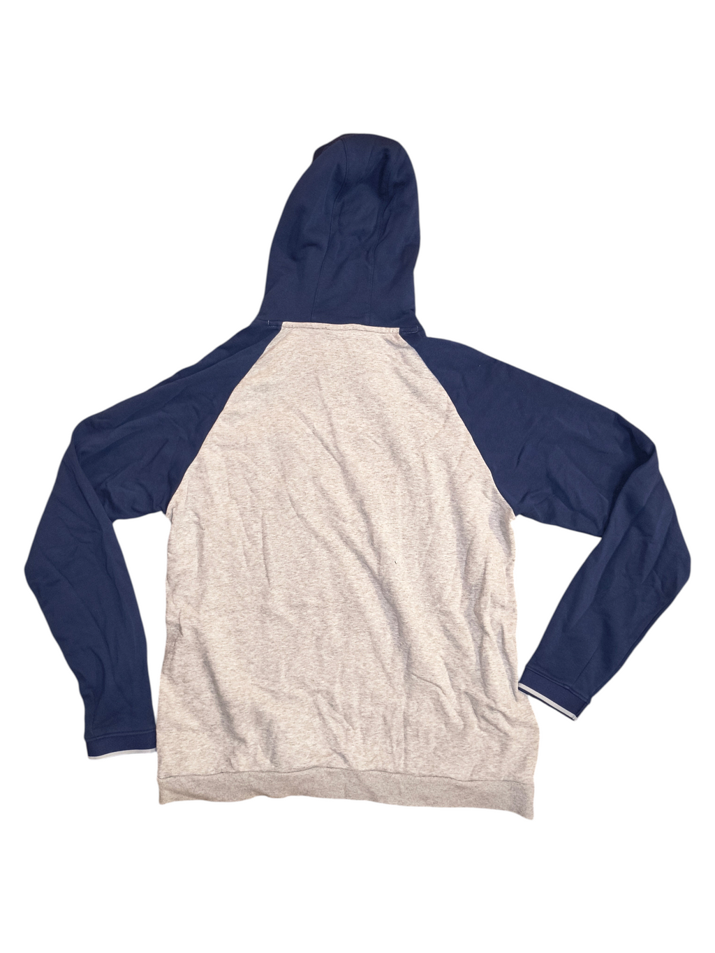 New Balance Essentials Colorblock Pullover Hoodie Navy Blue & Heather Gray Men's Large
