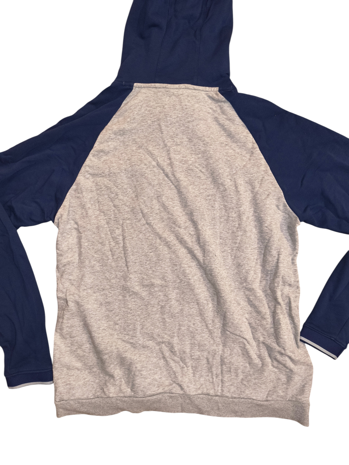 New Balance Essentials Colorblock Pullover Hoodie Navy Blue & Heather Gray Men's Large