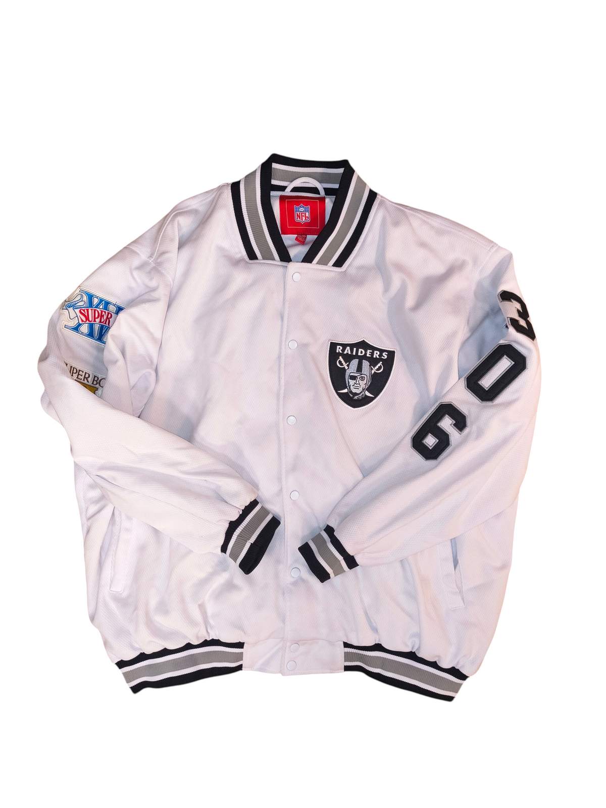 NFL Team Apparel Men's Las Vegas Raiders Super Bowl Champions Commemorative Varsity Jacket - 3XL