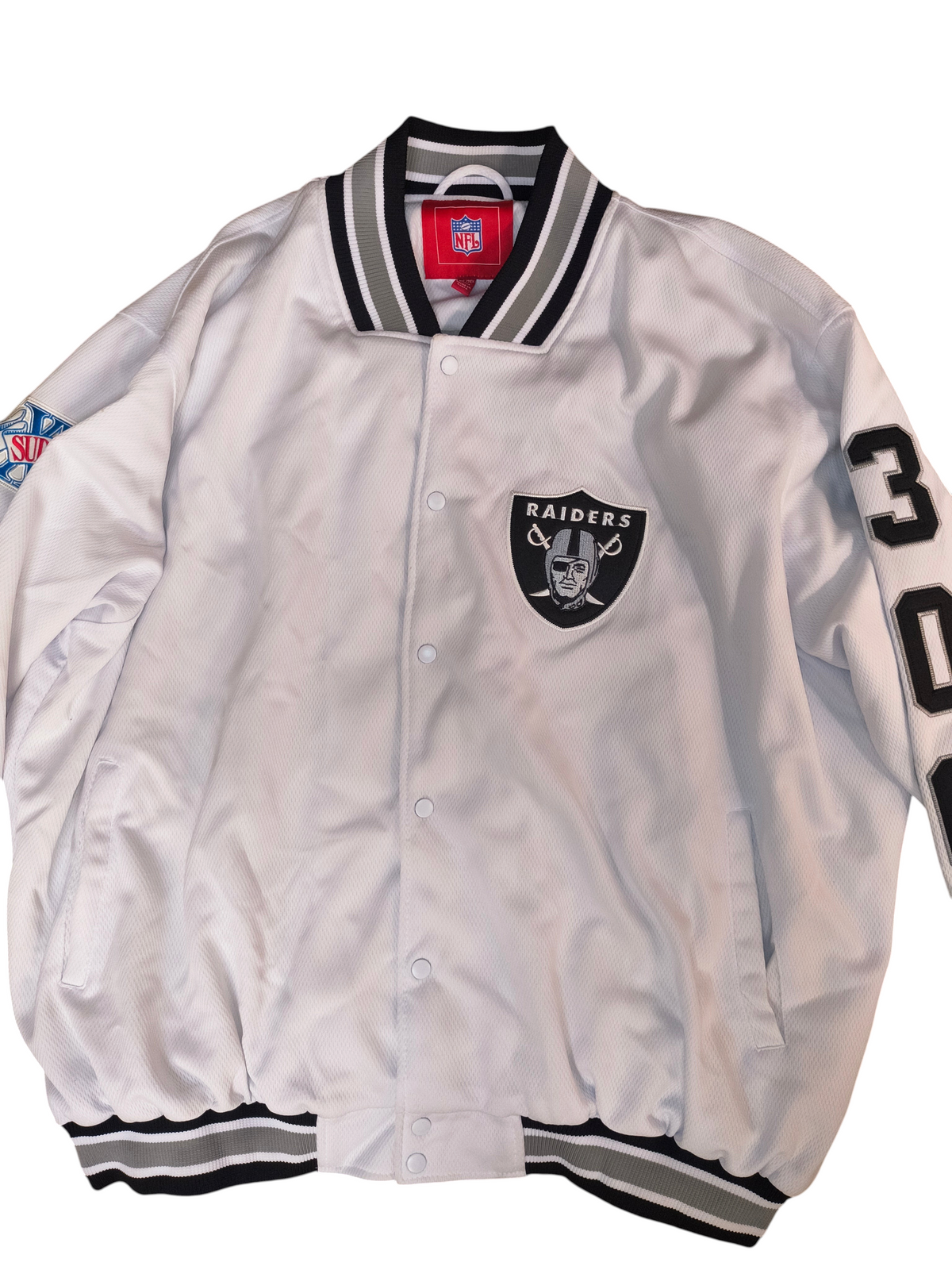 NFL Team Apparel Men's Las Vegas Raiders Super Bowl Champions Commemorative Varsity Jacket - 3XL