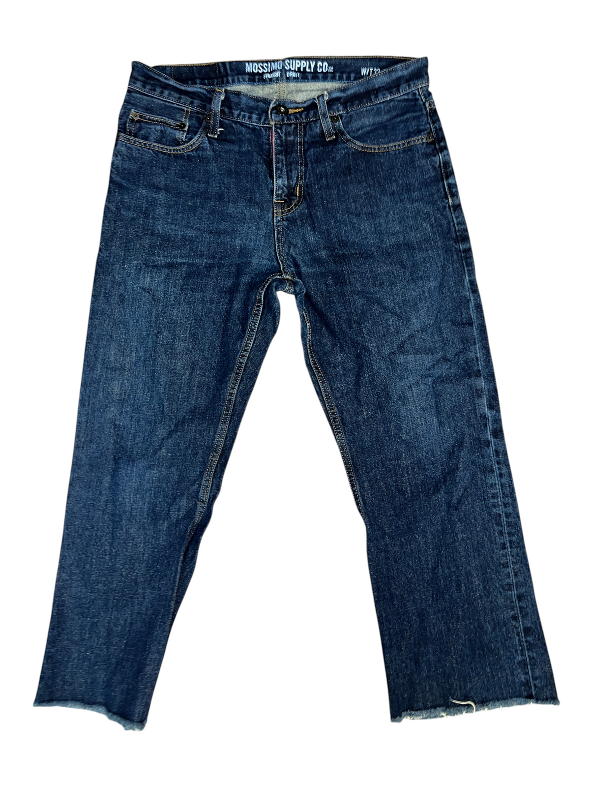 Mossimo Supply Co Straight Fit Dark Wash Raw Hem Blue Jeans 32x30