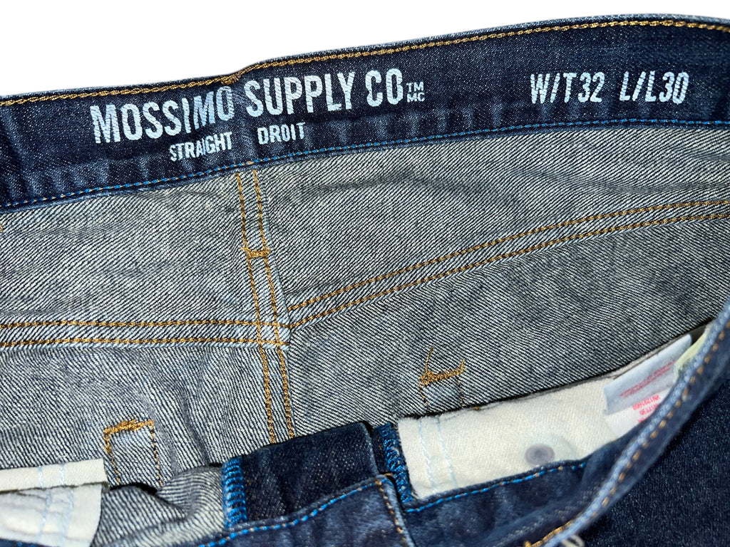 Mossimo Supply Co Straight Fit Dark Wash Raw Hem Blue Jeans 32x30