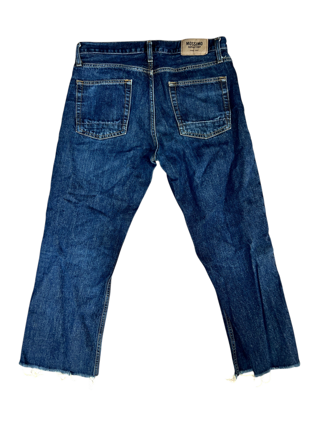Mossimo Supply Co Straight Fit Dark Wash Raw Hem Blue Jeans 32x30