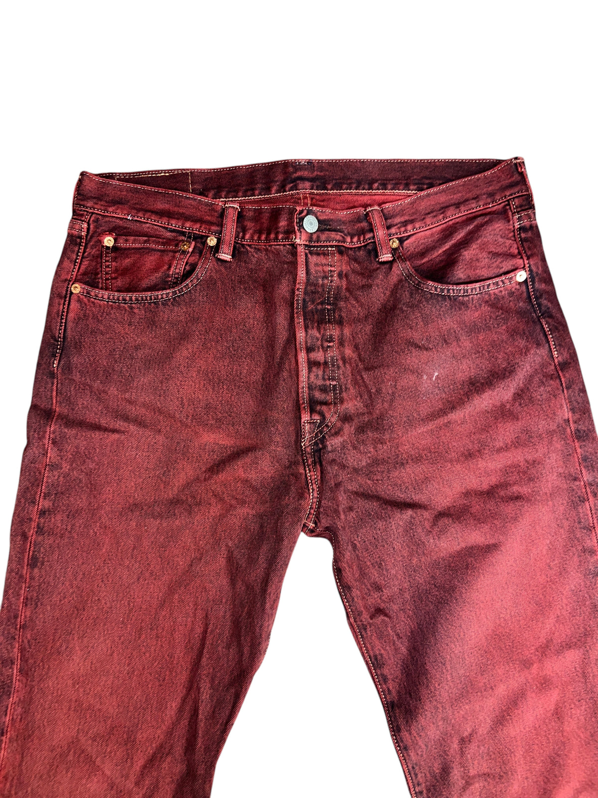 Levi's 501 CT Burgundy Red Overdye Tapered Jeans - Men's 36x34 (EUC)