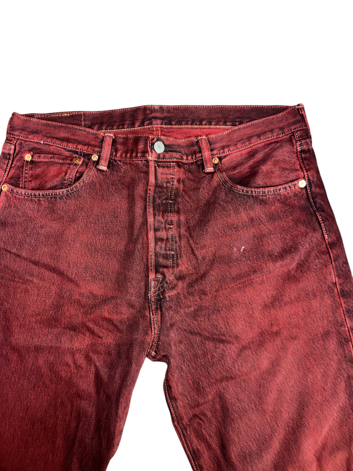 Levi's 501 CT Burgundy Red Overdye Tapered Jeans - Men's 36x34 (EUC)