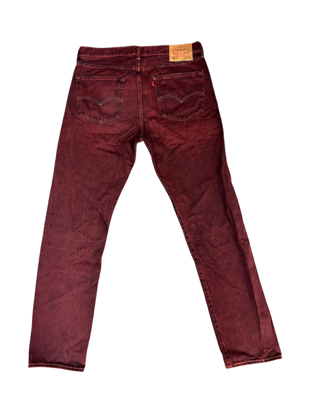 Levi's 501 CT Burgundy Red Overdye Tapered Jeans - Men's 36x34 (EUC)