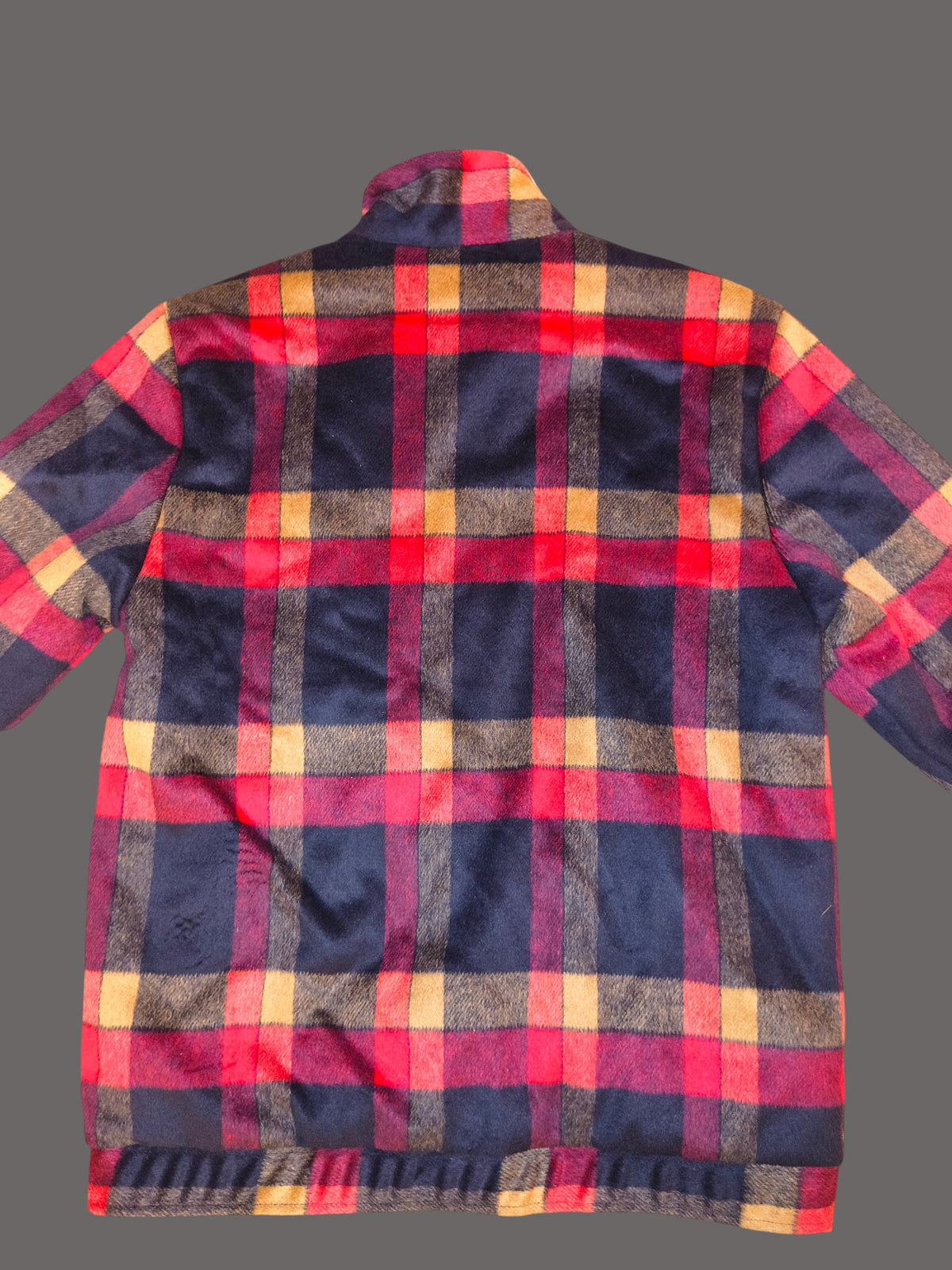 The Hundreds Plaid Sherpa Collar Bomber Jacket - Navy / Red - Men's Large (VGUC)
