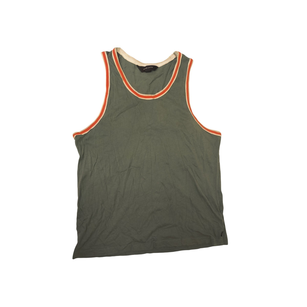 Adam Levine Collection Retro Contrast Ringer Athletic Tank Top - Sage Green / Large