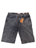 Awsum Thrift Decibel black stone washed denim shorts with 5-pocket styling and original retail tags attached.