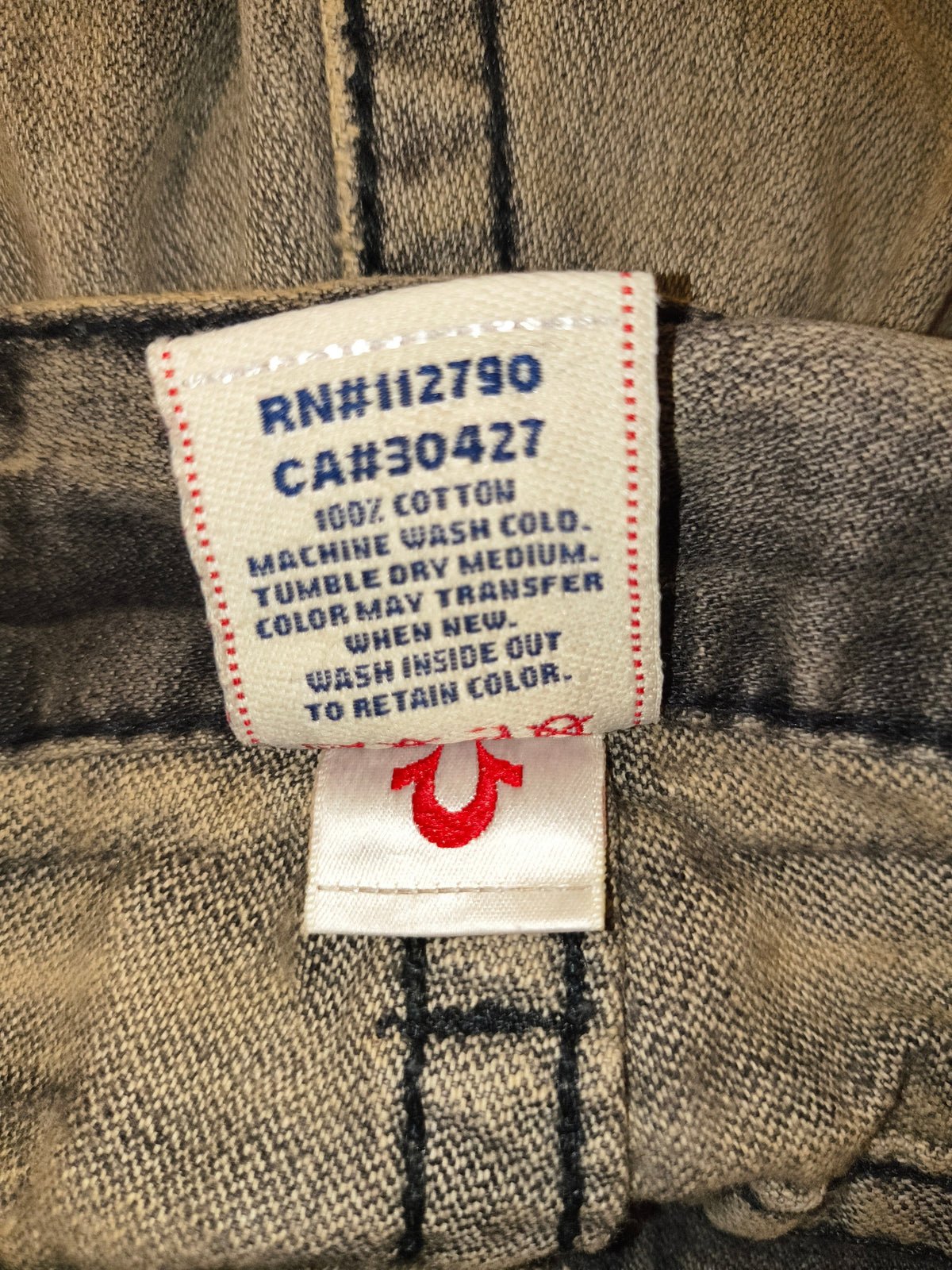 Vintage True Religion Joey Big T Flare Jeans Gray Acid Wash 38x33 Made In USA