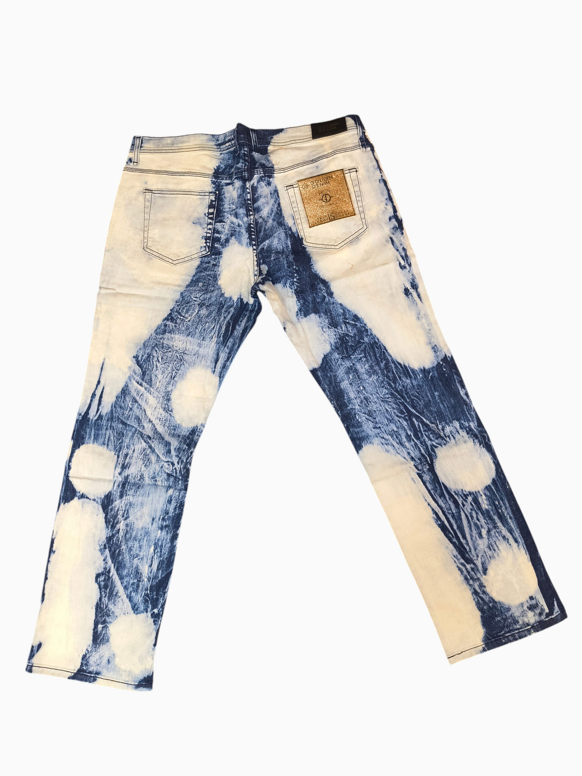 Golden Denim The Clark Slim Bleached Indigo Tie-Dye Jeans - Men's 38W (NWT/Flaw)