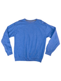 Awsum Thrift Fruit of the Loom blue heather crewneck sweatshirt with ribbed cuffs and hem in a classic fleece style.