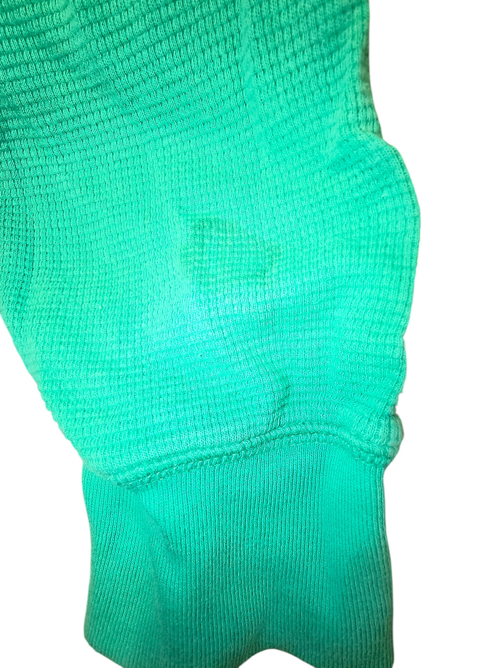 Awsum Thrift bright green waffle knit polo shirt sleeve with ribbed cuff detail