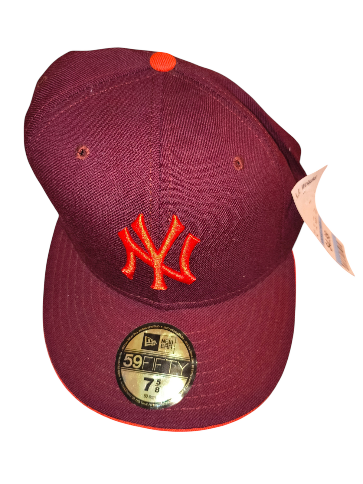 Vintage New Era 59FIFTY New York Yankees Maroon / Orange Fitted Hat - Size 7 5/8 (NWT)