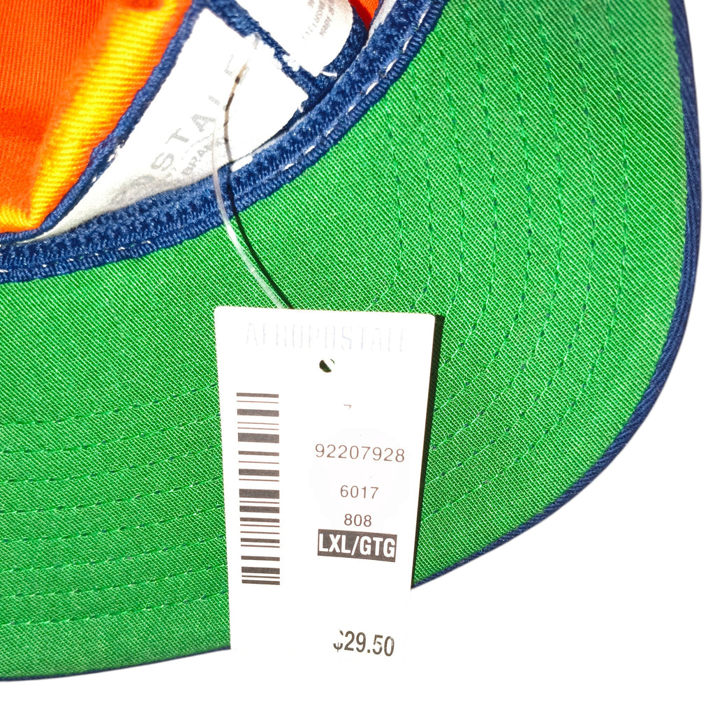 Awsum Thrift Aéropostale Flexfit hat featuring a vibrant green under-brim and original retail hangtag attached.