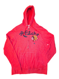 Awsum Thrift vintage Abercrombie & Fitch red fleece full-zip hoodie with chief headdress patch and A. Fitch logo