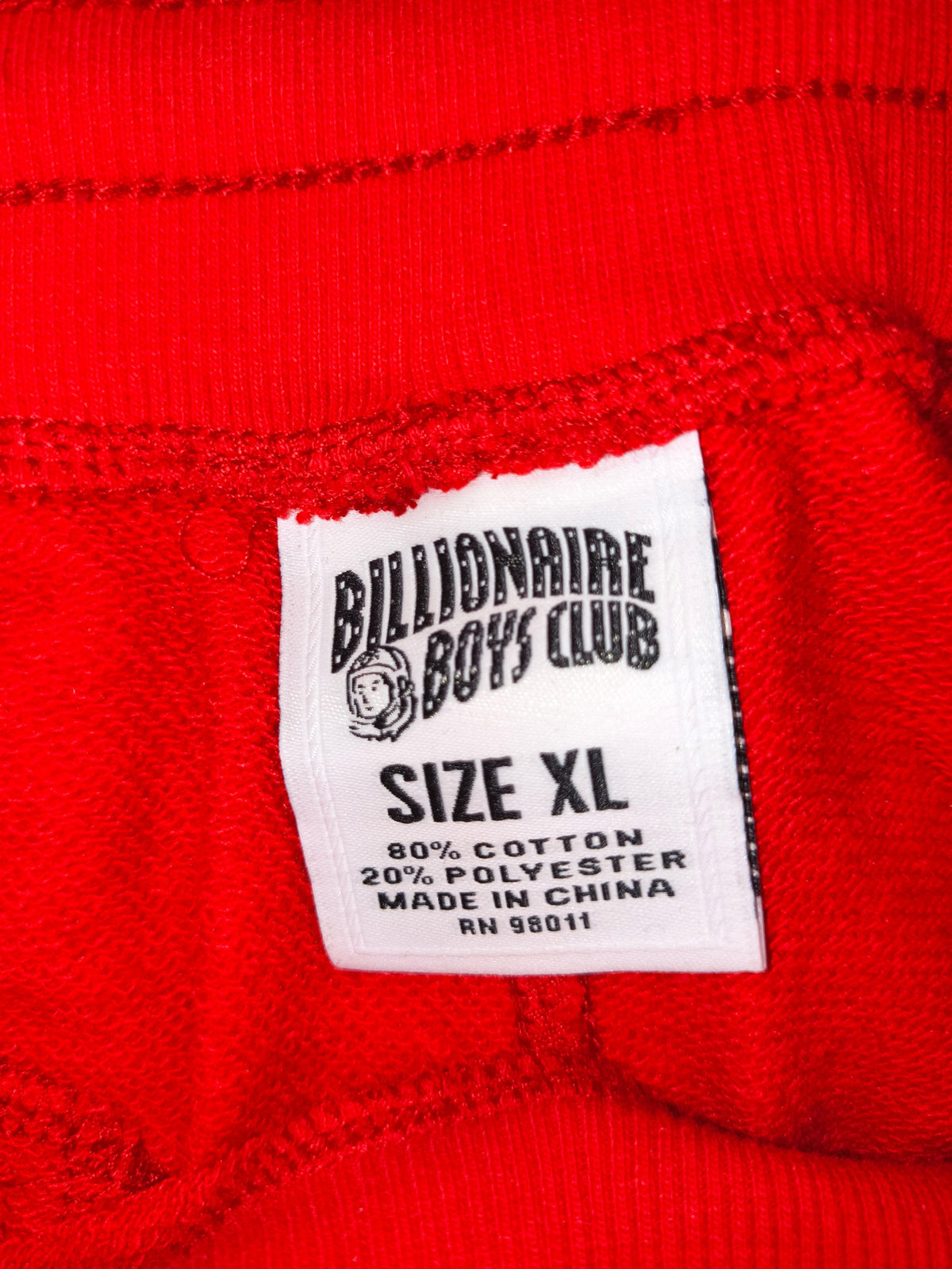 Awsum Thrift Billionaire Boys Club red cotton blend shorts size XL interior brand and care label